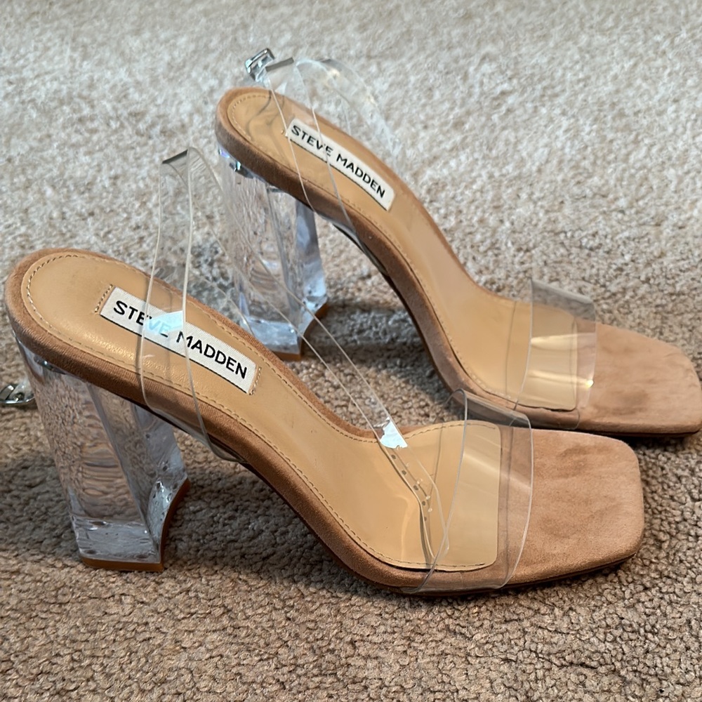 Steve Madden clear heels. Like new, 7.5